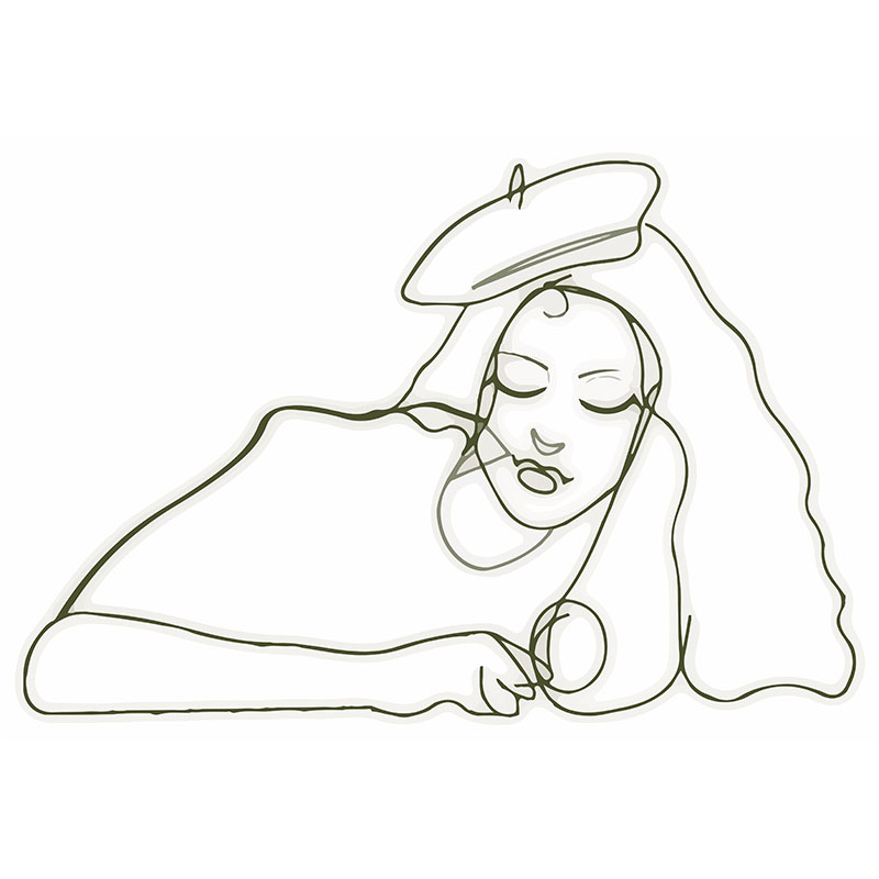 Πίνακας σε καμβά Line Art Girl with Beret